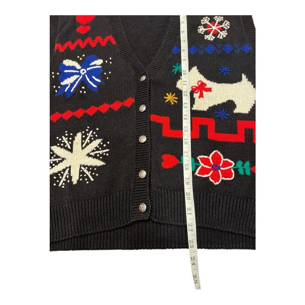 Vintage Alfred Dunner Christmas Knit Scottish Terrier Sweater Vest SZ XL